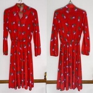Vintage red floral midi belt with clasp belt